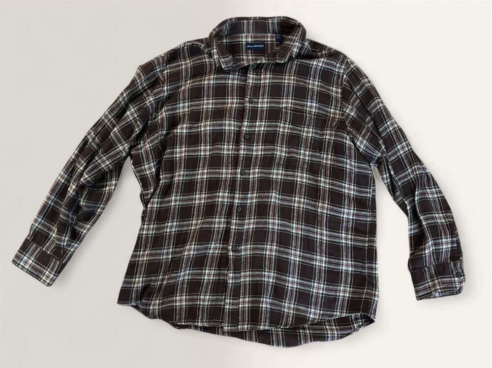 John Ashford Plaid Flannel Shirt Size XL Brown Long Sleeve Button Down